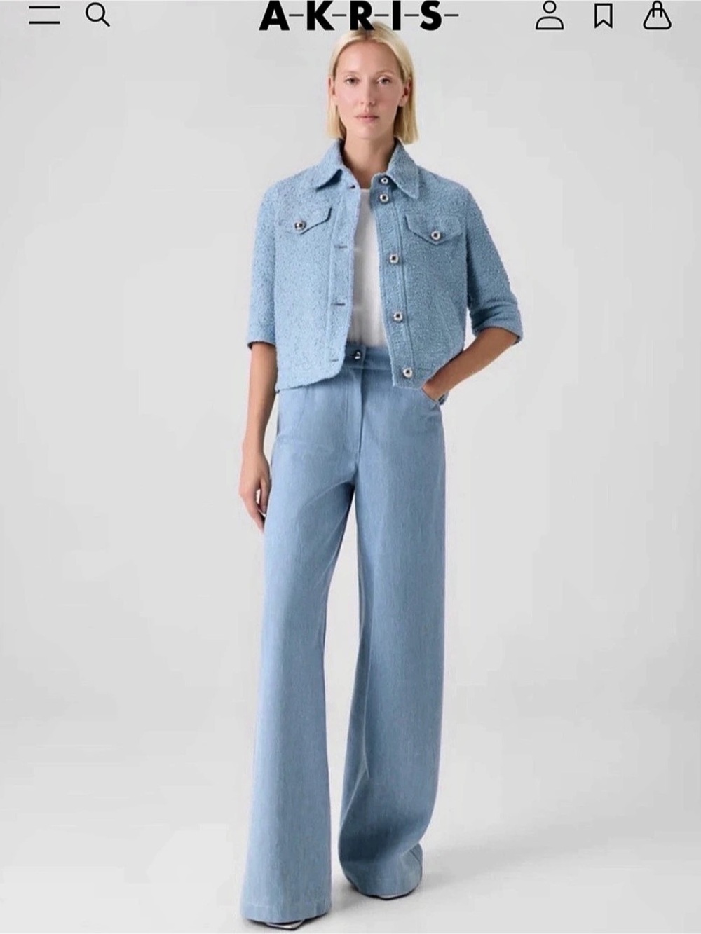 Akris Punto Cooper Wide-Leg Denim Pants in Blue